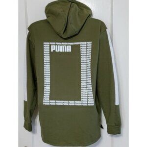 Puma Hoodie Sweatshirt Mens Small Olive Green Full Zip